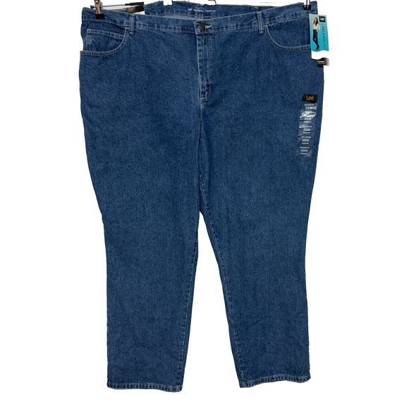 Lee Jeans Womens 28W Blue Relaxed Fit Straight Hi Rise Actual 52X33 NWT - Picture 1 of 8
